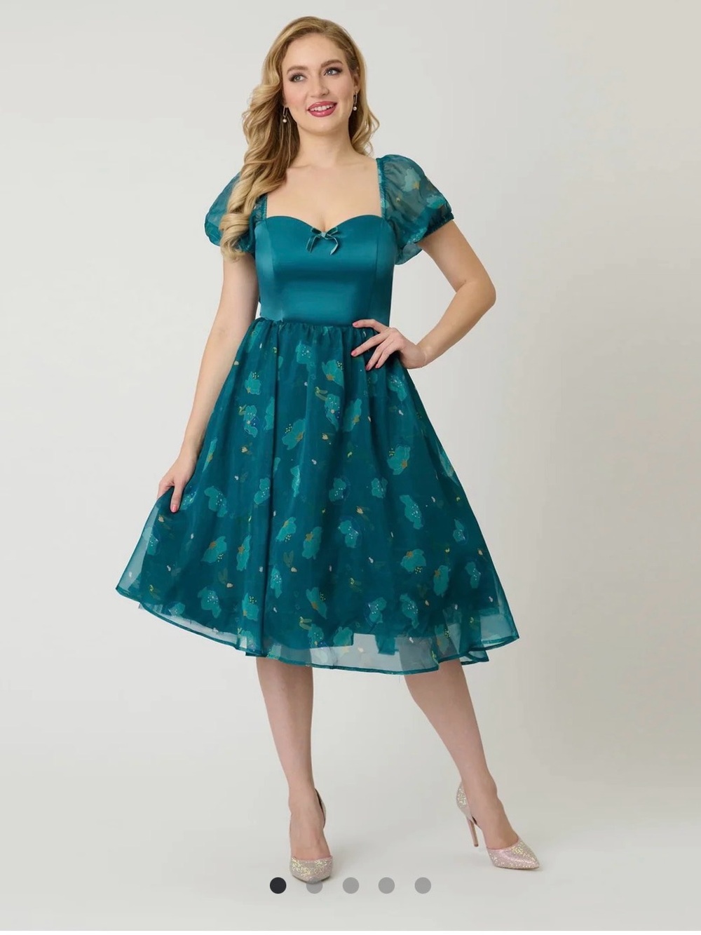 Disney Fantasia Collection Unique Vintage Teal Fairies Light Up Swing Dress XL